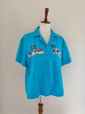 Vintage Beach Embroidery Top